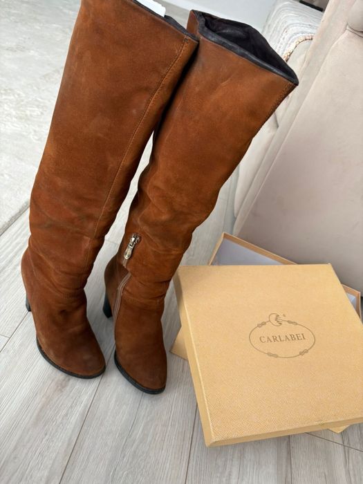 Рыжие натуральные сапоги