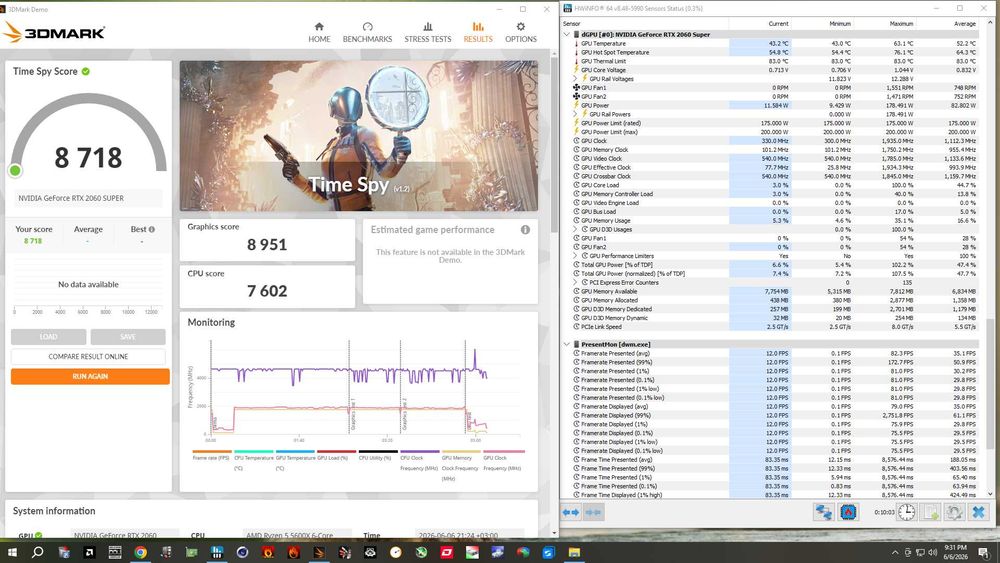 Placa video Galax RTX 2060 Super EX 1-Click OC - Stare foarte buna