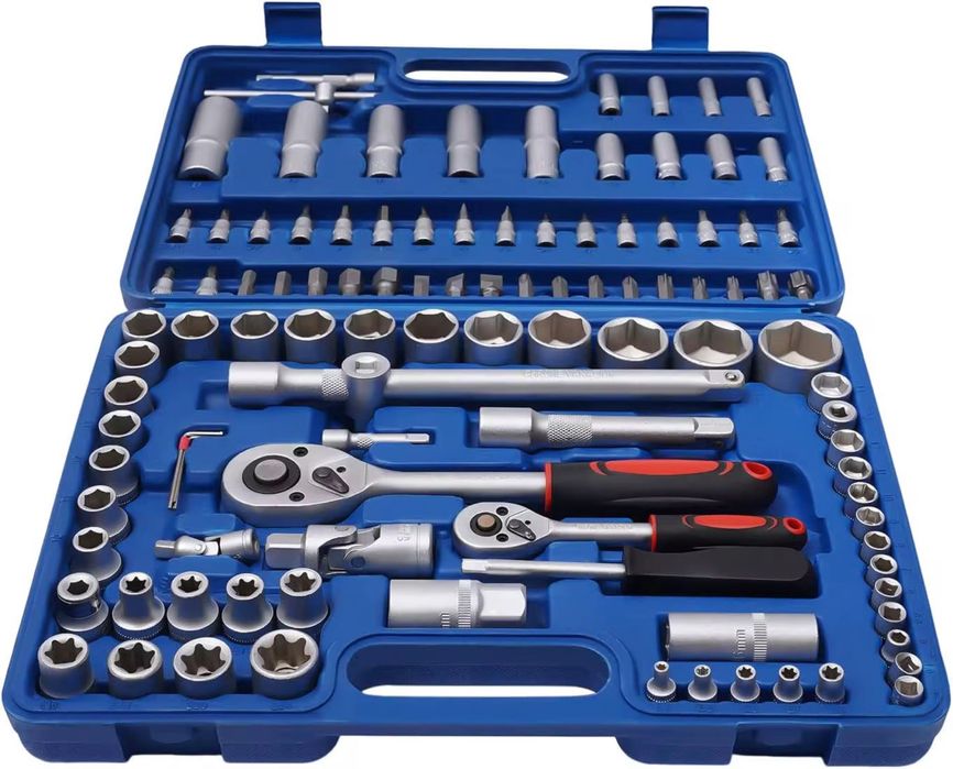 Trusa tubulare si biti 108 piese 1/4” + 1/2”, chei clichet, valiza profesionala