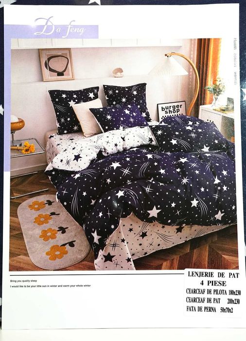 Set lenjerie de pat 4 piese – Nou