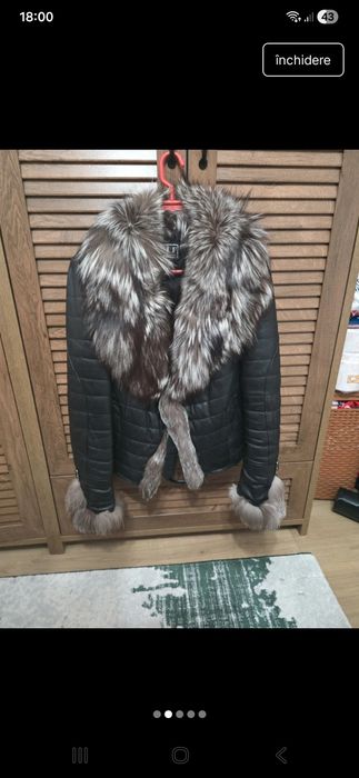 Geaca din piele naturala si blana de vulpe S