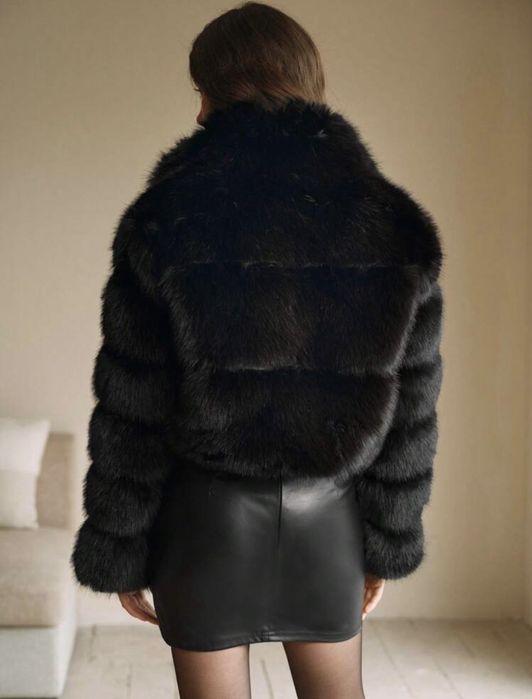 Зимно късо палто изкустен косъм