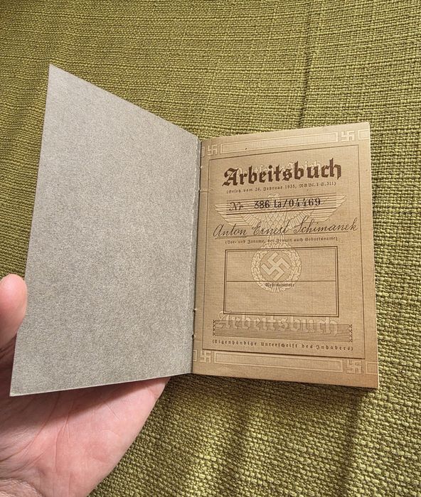 Carte De Munca Nazista Ww2 Razboi Mondial  Germania