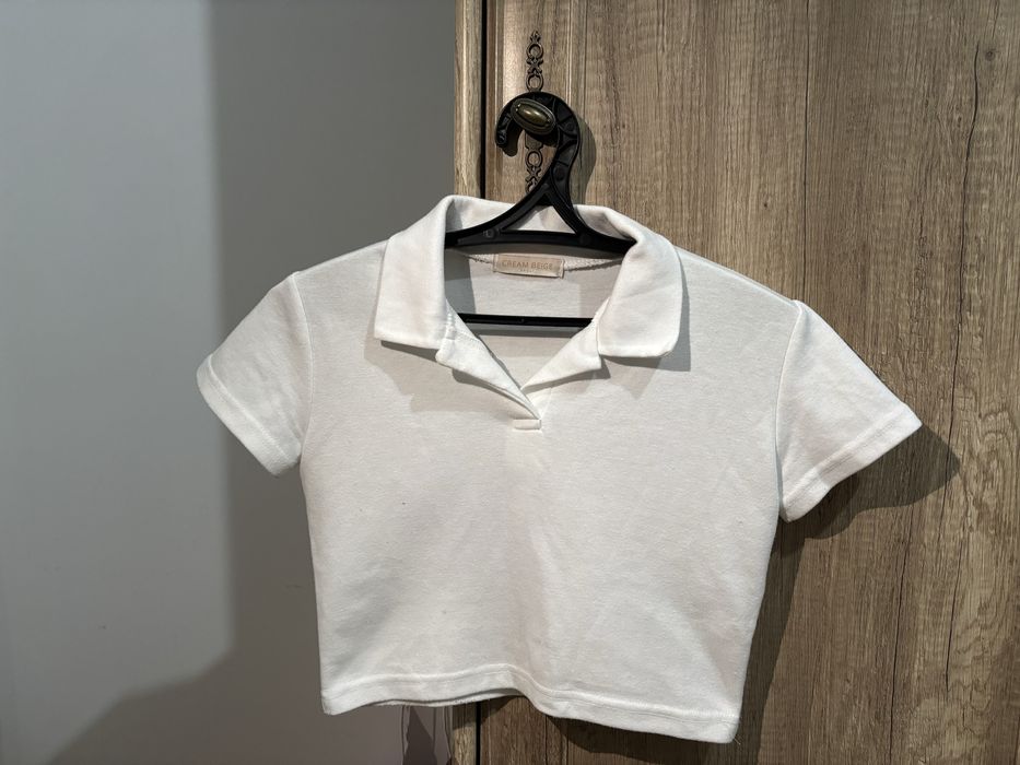 Поло топ размер S белого цвета