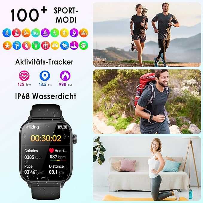 Marsyu Smartwatch ECG/BV / Acid Uric / IMC Ceas de sănătate pentru bărbați și femei cu funcție de telefon