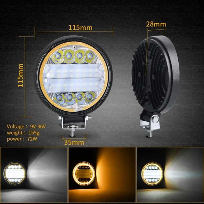 Мощен 126W LED ЛЕД Диоден Фар Работна Лампа Задна Светлина 12V 24V