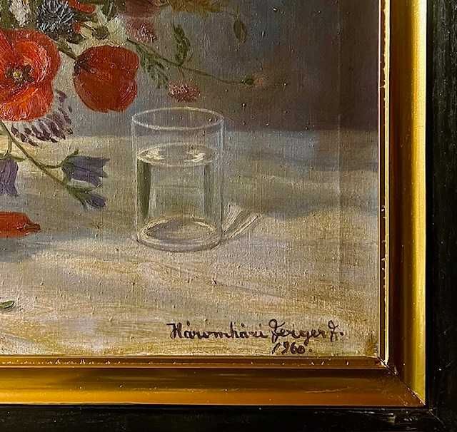Tablou VECHI. "FLORI" 80x60cm+R ulei/pz Ferenc F Háromházi (1908-1983)