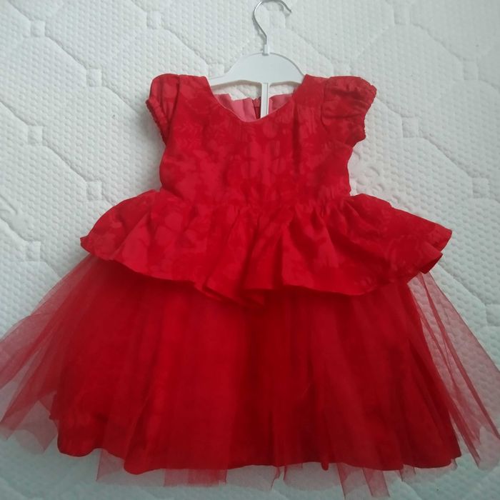 Официална детска рокля, червена