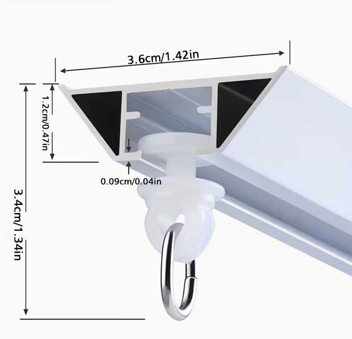 Șină pentru Perdele din Aluminiu 240cm alb cu toate accesoriile