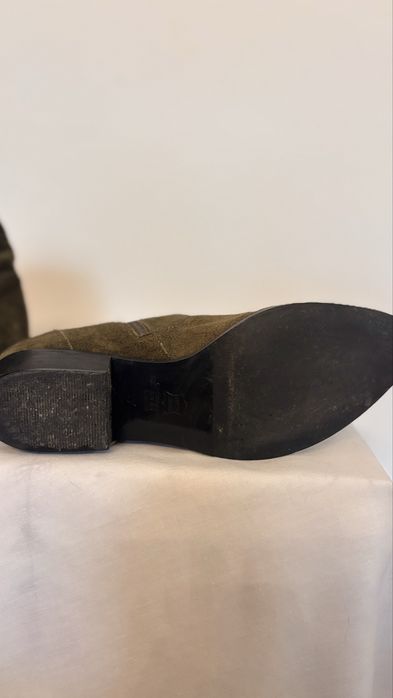 Botine dama Kennel & Schmenger, piele întoarsă kaki, mărimea 38