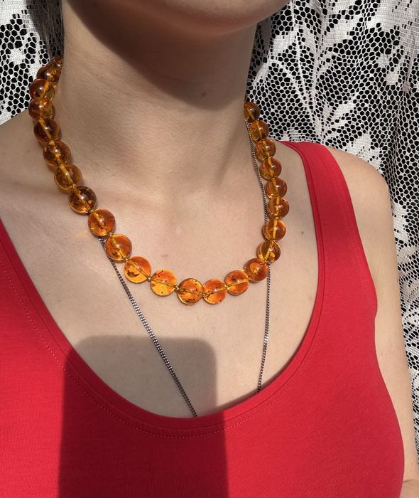 Янтарь натуральный круглые бусы