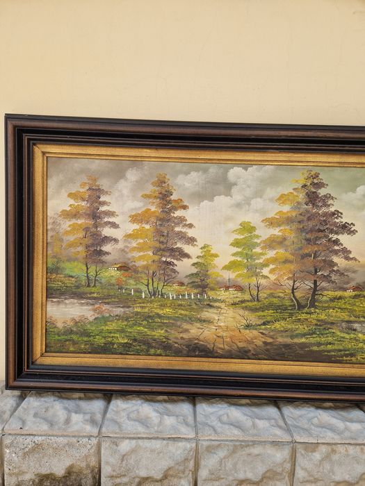 Страхотна огромна антикварна авторска майсторска картина