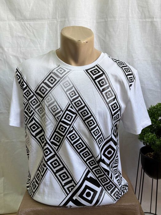 Мъжка тениска Versace Collection с принт, оригинал, нова - S, M, L, XL, XXL - бяло, синьо