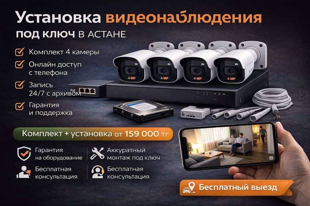 Комплект 4 IP камеры с установкой