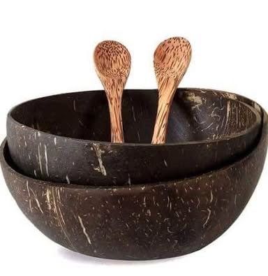 Set  BIO din 2 boluri de nucă de cocos și Tacâm din bambus