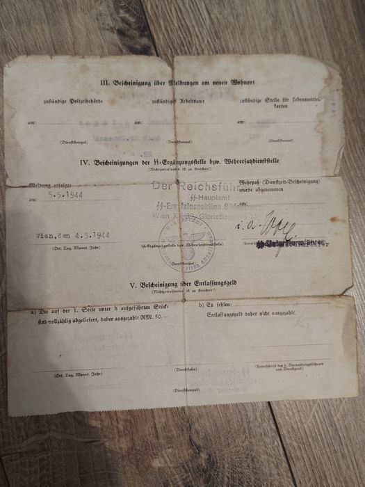 Set documente originale Waffen-SS 1943-1944(ww2) – Volksdeutsche Banat