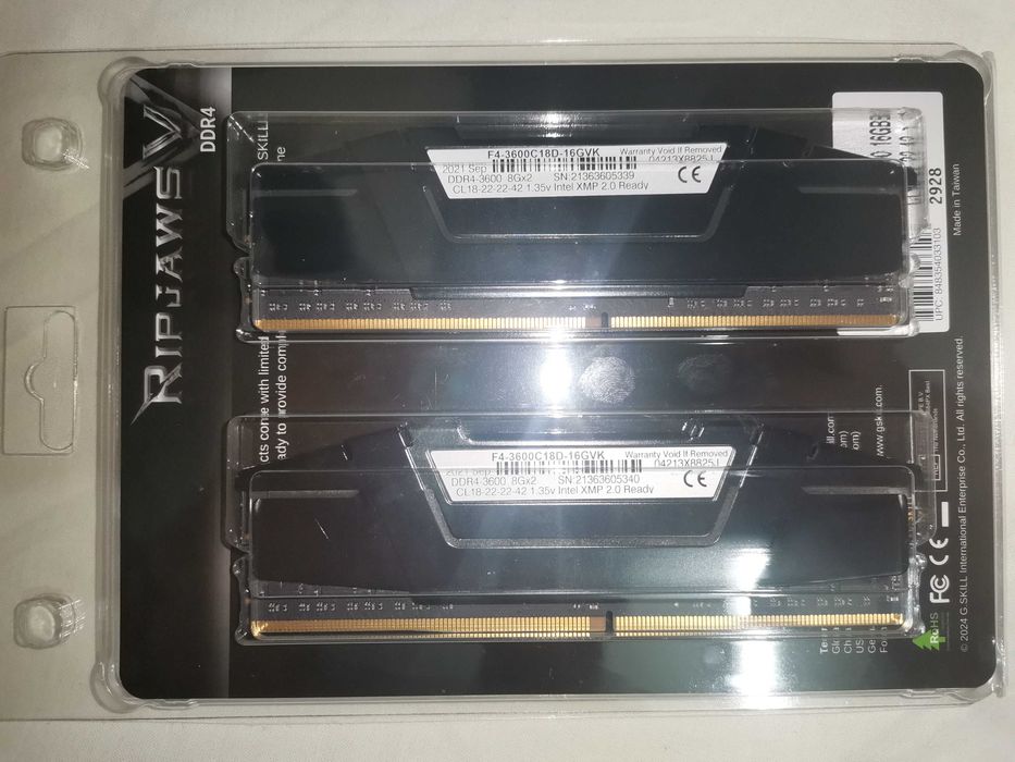 Ram памет G skill Ripjaws ddr4 16gb (2x8), 3600hz