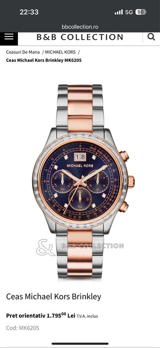Ceas Michael Kors dama absolut nou Colectia Brinkley