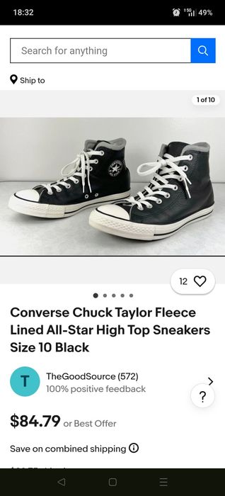Converse Chuck Taylor Fleece Lined All-Star High Top Sneakers