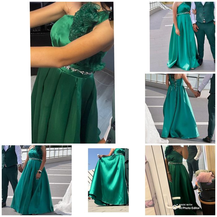 Зелена рокля с едно рамо