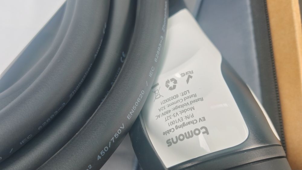 НОВ кабел Type 2 32а 22kw за зареждане на електрически автомобол 5метра