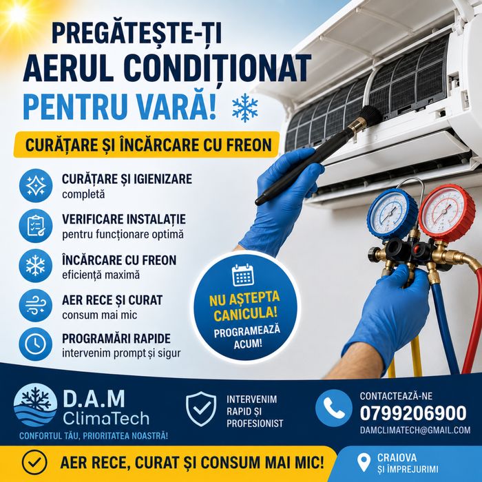 Montaj Aer conditionat:Firma autorizata D.A.M ClimaTech îți oferim:Montaj,Curatare si Igienizare