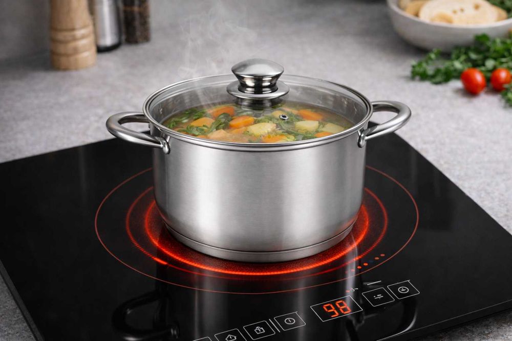Oala inox Swiss Z Line 20 cm cu capac sticla 3.5 L