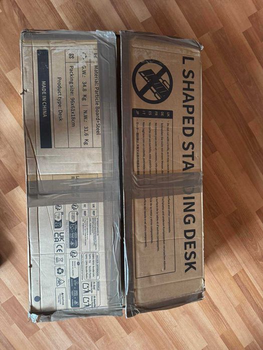 Електрическо бюро, L-образно с регулируема височина 160×120 см – черно