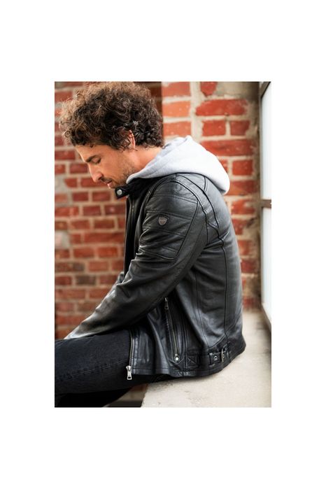 Geaca de Piele Barbati Mauritius Neagra Rylo