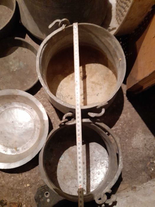 Медни котли,сахани, тенджера с капак и алуминиева тава с дупки