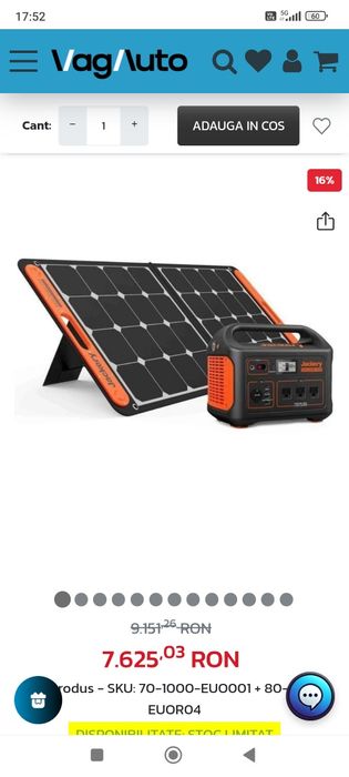 Stație energie jackery Explorer 1500w+panou solar 100w