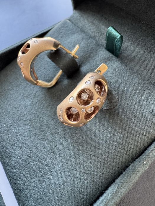 Серьги золотые 15.1гр. с крупными бриллиантами