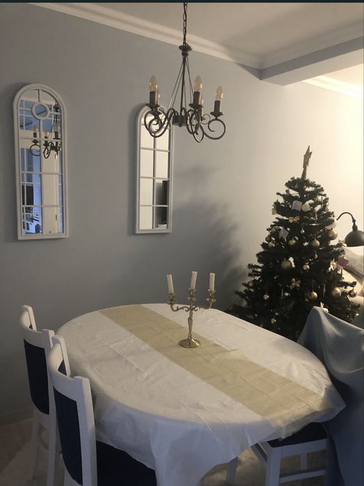 Masa rotunda extensibila + 4 scaune lemn masiv esenta tare