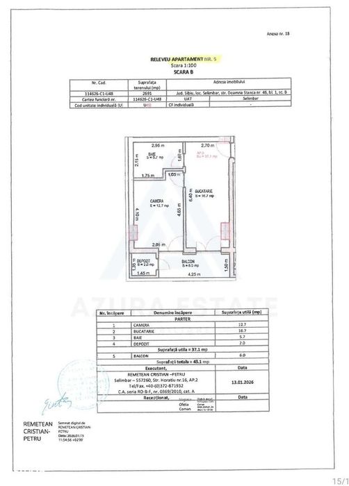 Apartament premium 2 camere etaj 1 balcon 8 mp 2 parcari lift Selimbar