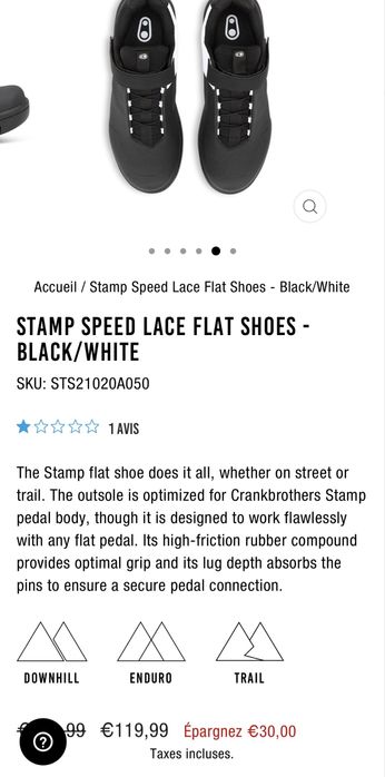 Adidasi CrankBrothers STAMP SPEED LACE flat shoes- black/white