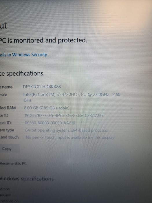 Laptop Asus i7 4th gen 8gb ssd 120gb gtx 950 2gb 15,6"led slim full hd