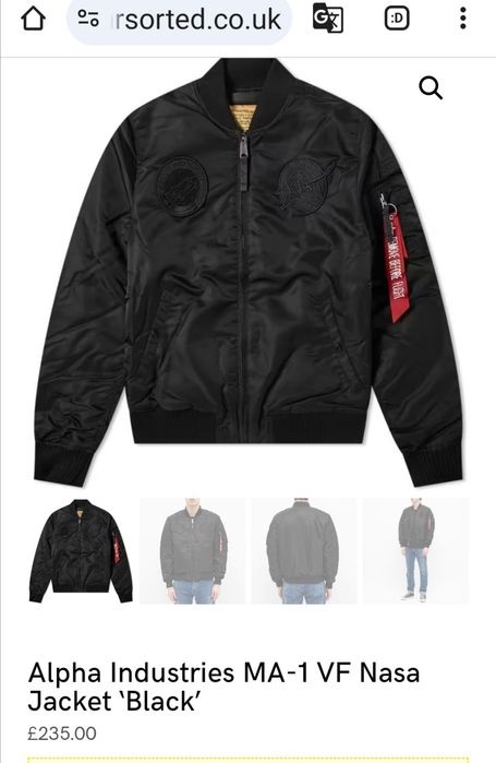 GEACA Bomber Alpha industries NASA MA-1 Black Stealth Edition* Pilot