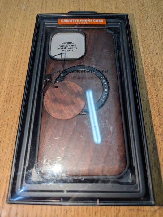 Калъф PANPHEN за IPhone 16 Pro Max 6.9" Магнитен дървен калъф, черен