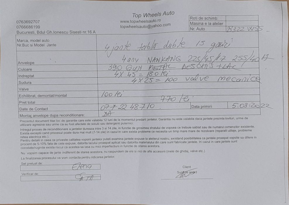 Schimb  jante tabla dublate BMW 5x120