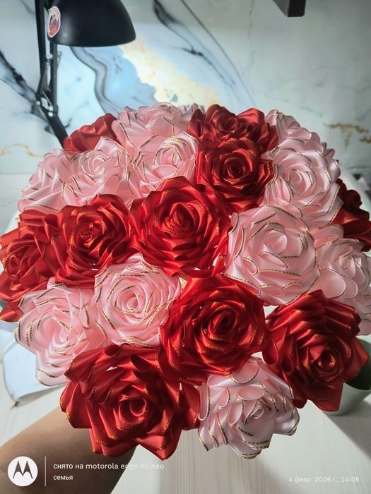 Букет тюльпанов из атласных лент