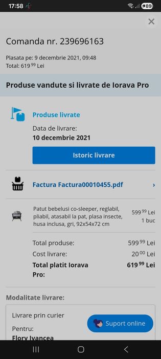 Pătuț bebeluși,  folosit 10luni +1 luni