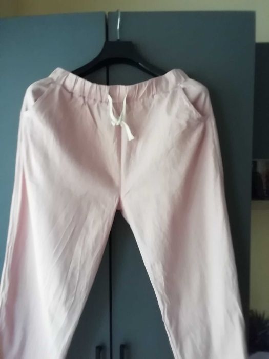 Pantaloni damă noi cu etichetă xxl roz pudră bumbac