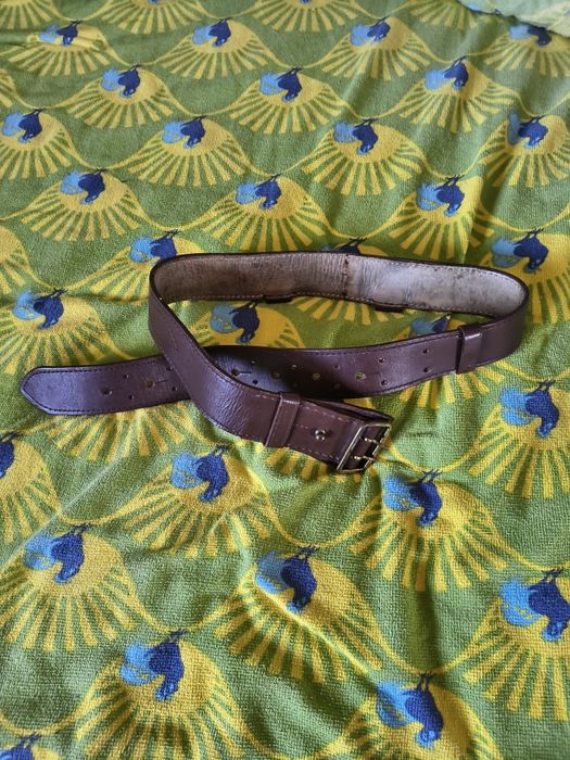 Centură militară lată din piele naturală, maro, 116 cm – model subofițeri