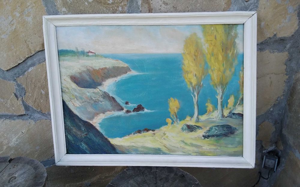 Стара картина масло върху фазер голяма