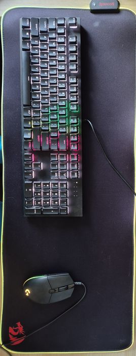 Pachet tastatură Corsair K60 RGB, mouse Logitech G102, mousepad RGB Redragon NeptuneX 800mm, căști Hama HS-P350