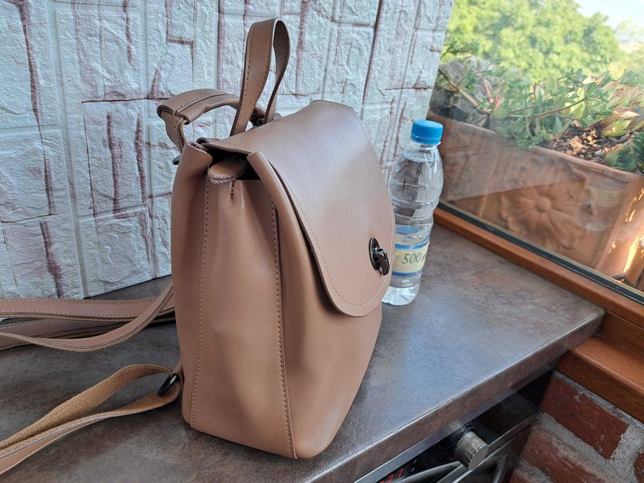 дамска раница малка кожена чанта-естествена кожа