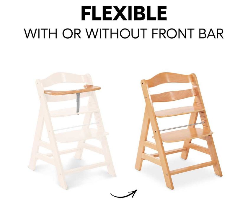 Детско дървено столче за хранене Hauck Alpha+, Natural