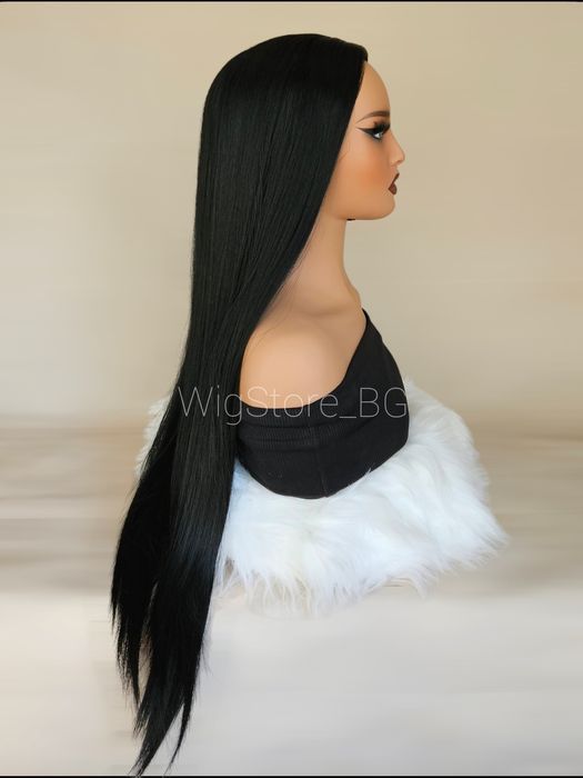 Права черна перука без бретон