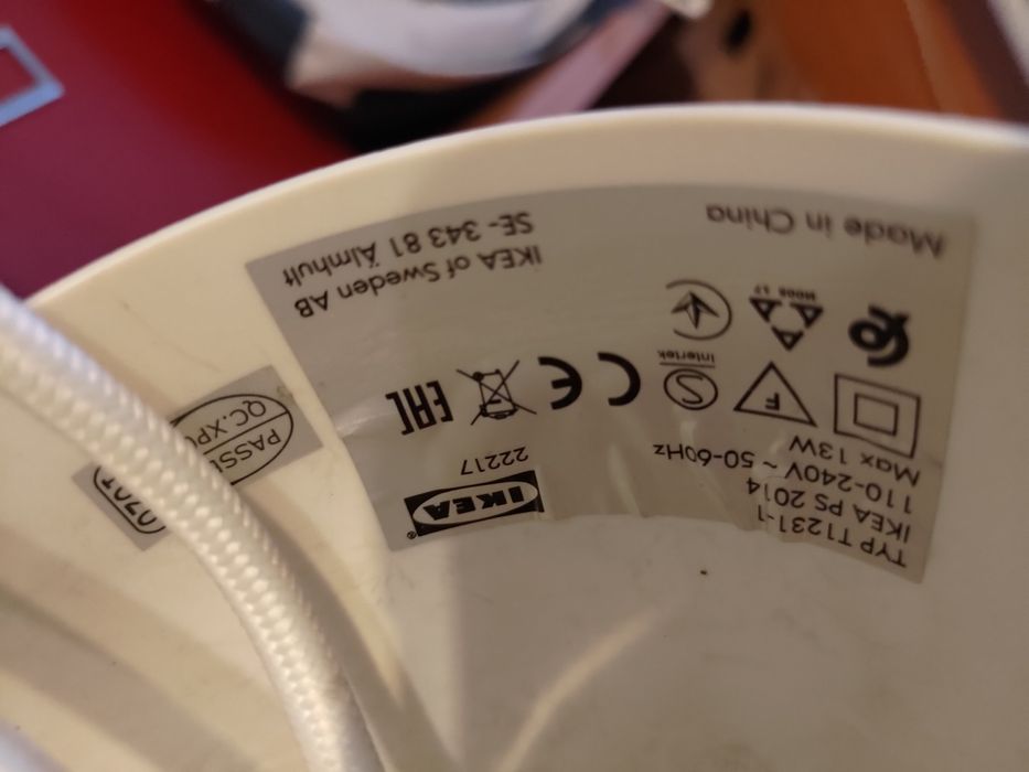 Lustra IKEA alba exterior/cupru interior