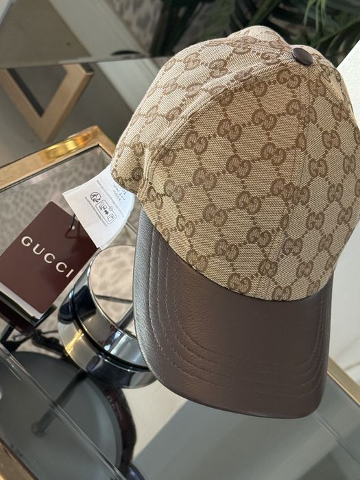 Șapcă Gucci originală cu detalii din piele – Monogram GG